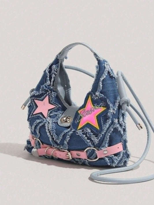 Mummy & Mee Fashion Style Y2k Versatile Star Decoration Satchel