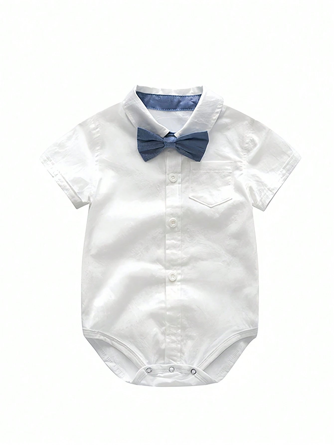 Baby Boy Solid Color Lightweight Short Sleeve Bodysuit With Suspenders Shorts Set