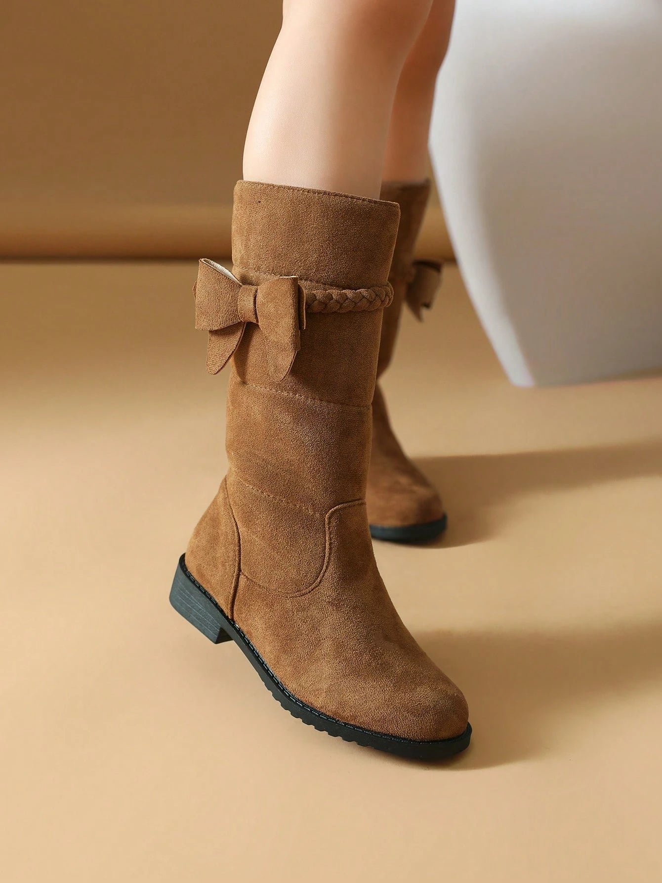Little Girls Flat Brown Boots