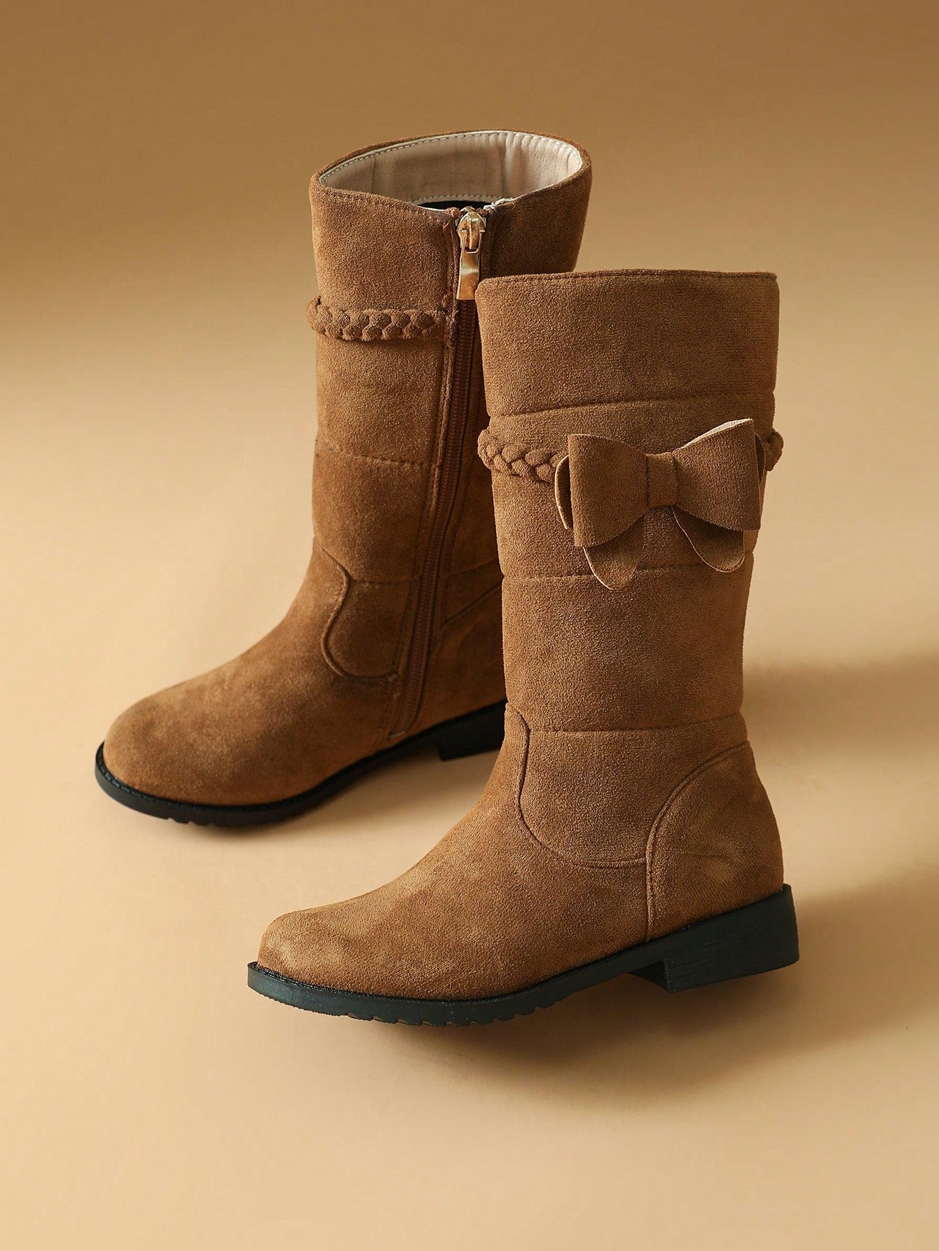Little Girls Flat Brown Boots