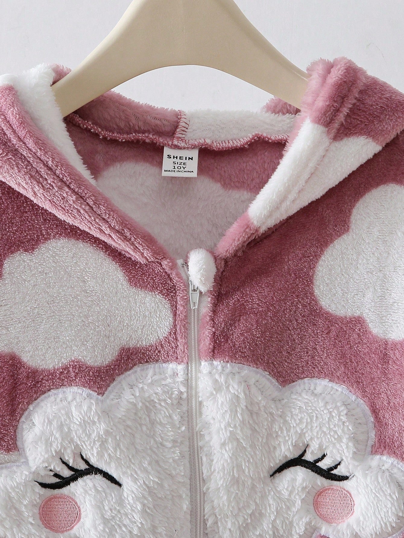 Girls' Cute Cloud Pattern Long Sleeve Hooded Jumpsuit