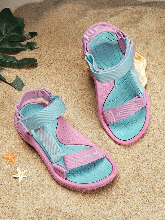 Girls Letter Tape Decor Hook-and-loop Fastener Sport Sandals