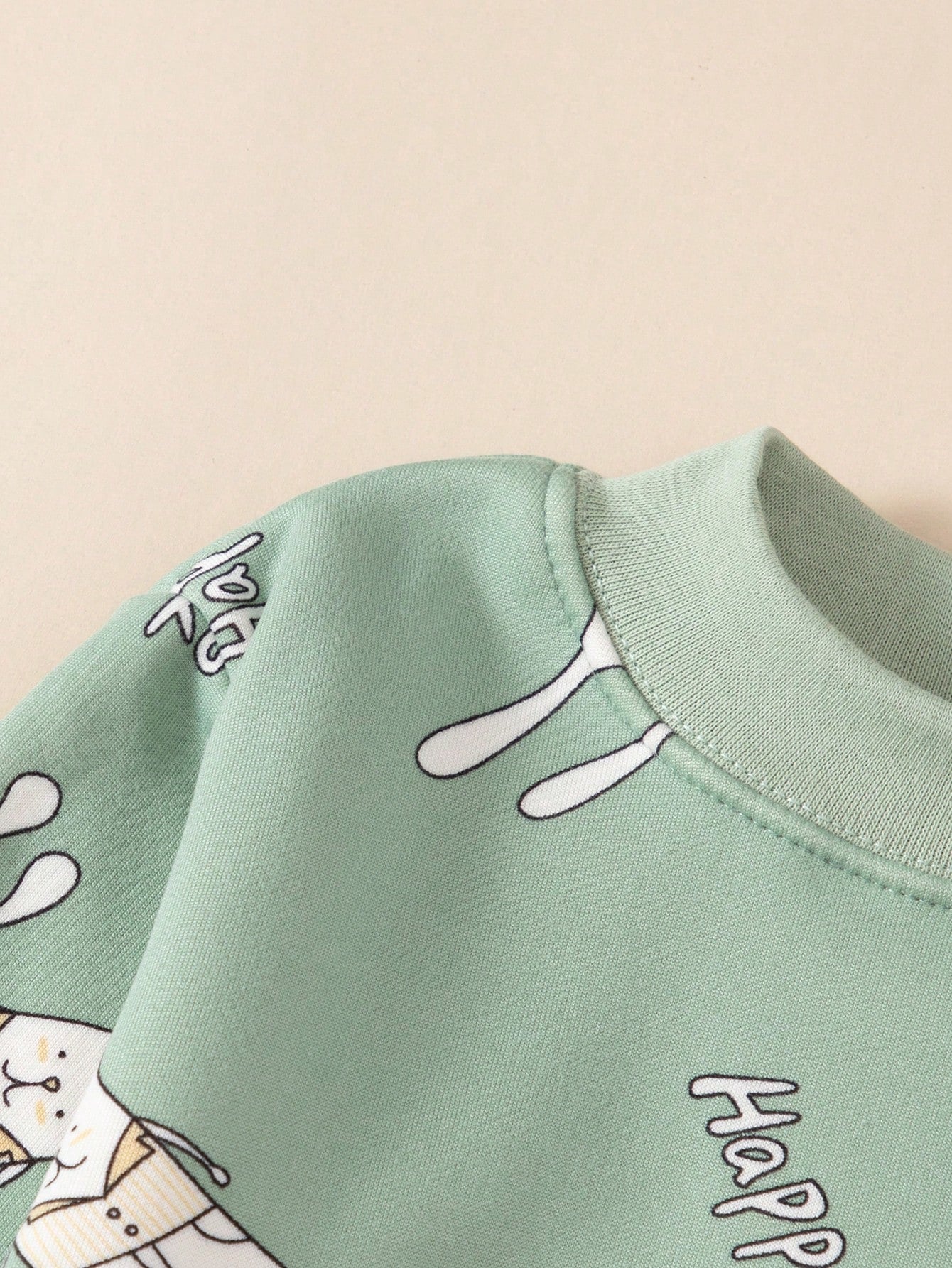 Girls' Thick Fleece Cartoon Rabbit Print Pajama Set