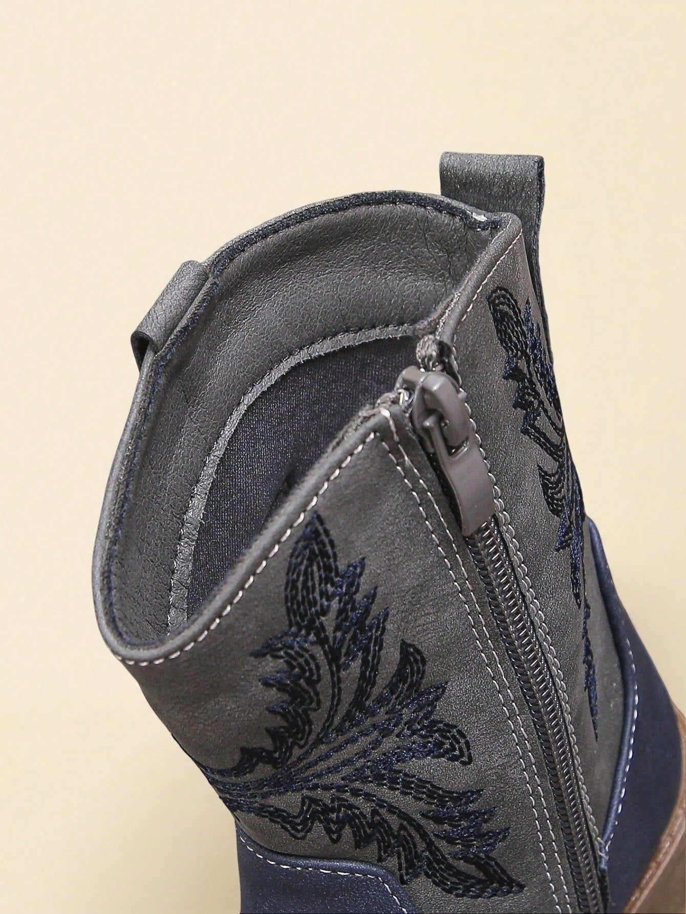 Girls' Western Cowboy Boots - Embroidered Mid-Calf Boots With Side Zipper