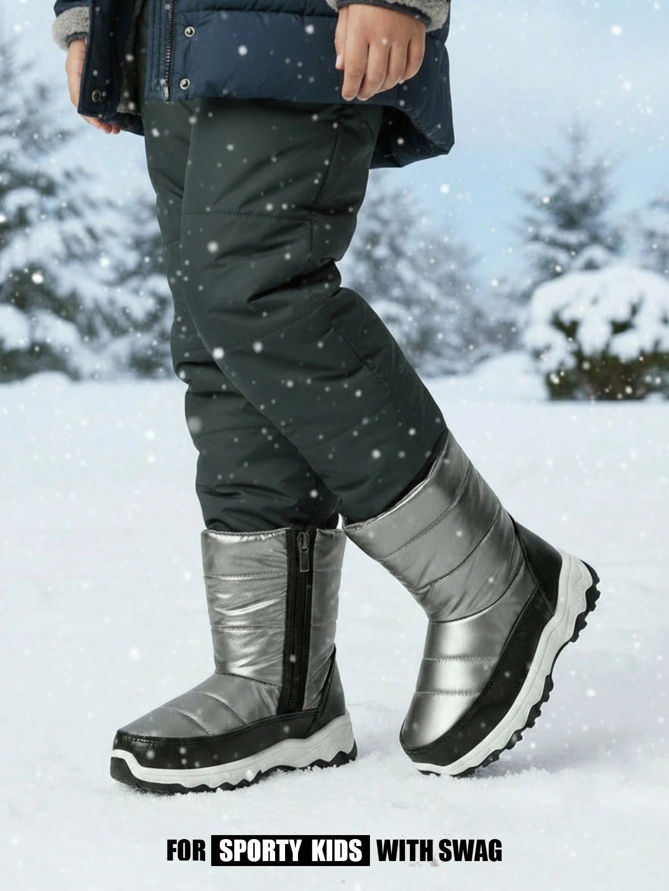 Side Zipper Flat Casual Comfortable Warm Fleece Snow Boots