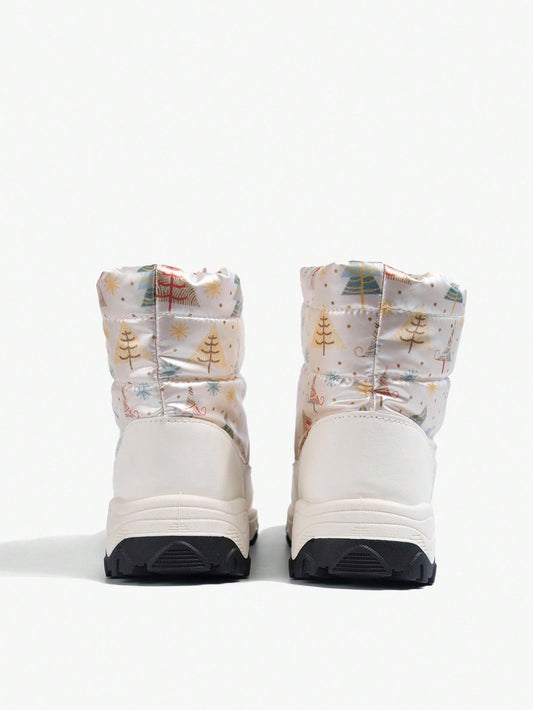 Tree Pattern Thermal Lined Ankle Snow Boots