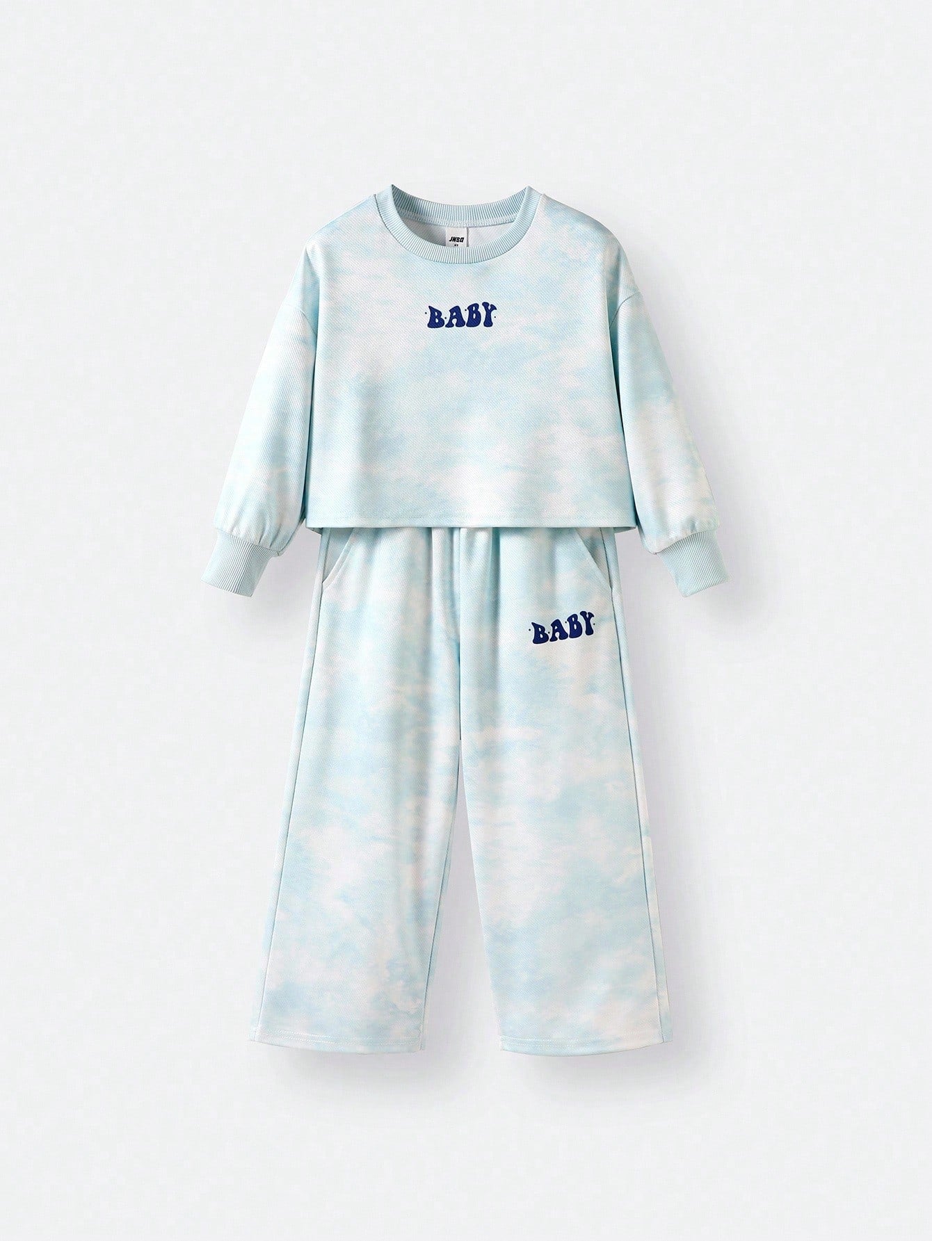 Young Girl Tie-Dye Print Long Sleeve Sweatshirt Top And Sweatpants Set