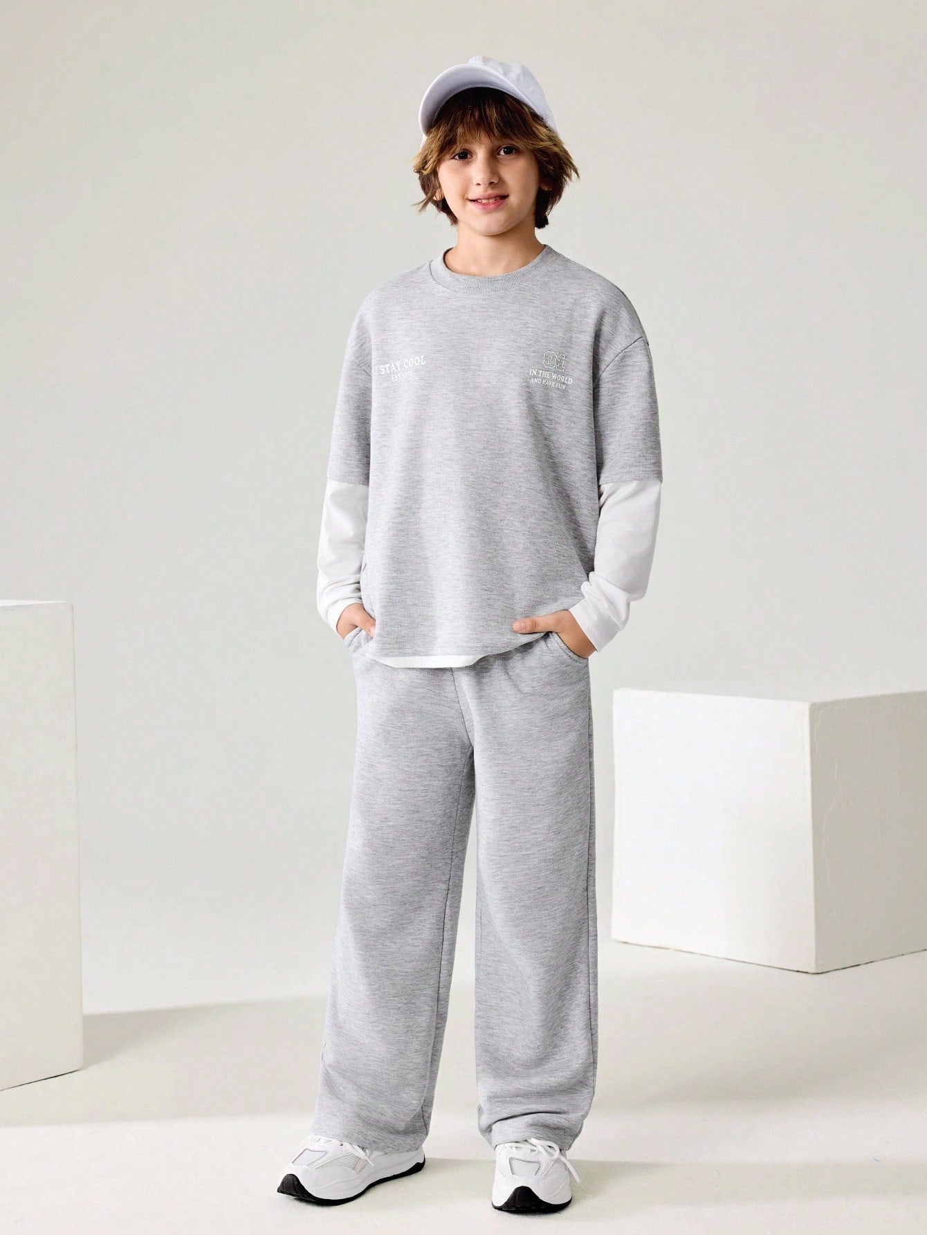 Tween Boy 2pcs Outfit Set Grey