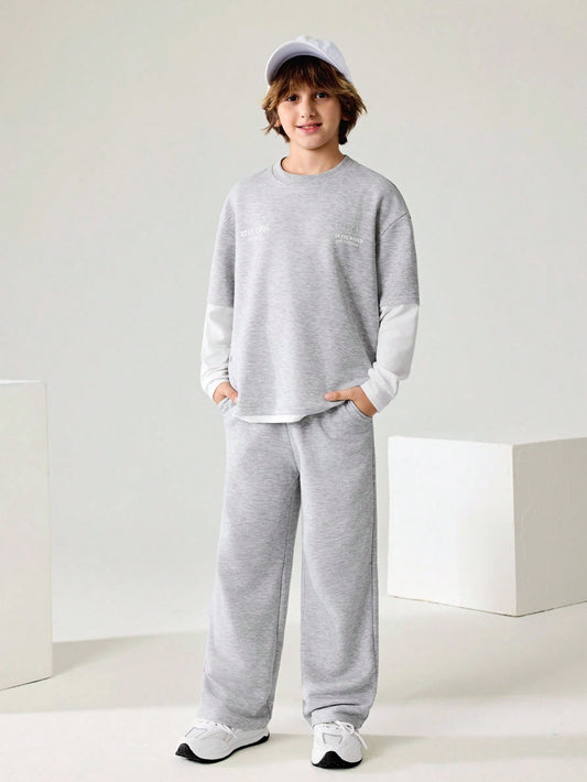 Tween Boy 2pcs Outfit Set Grey
