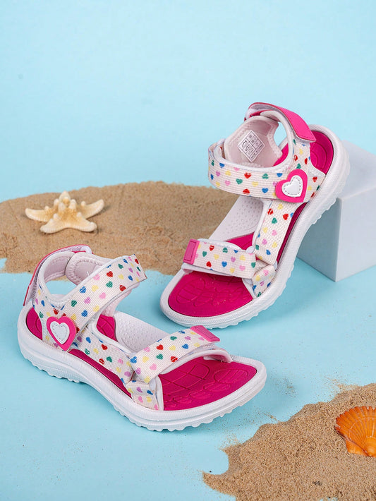 Girls Light & Breathable Heart Decor Sports Sandals