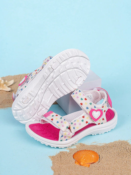 Girls Light & Breathable Heart Decor Sports Sandals