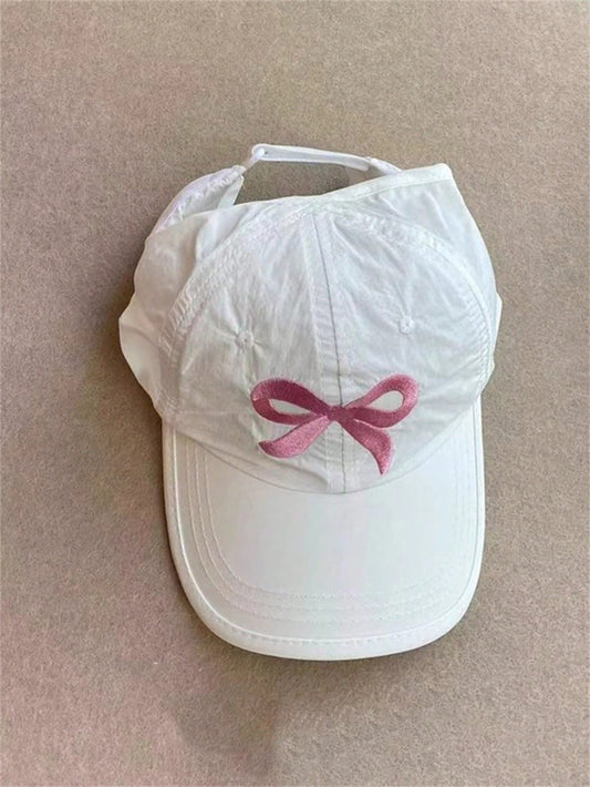 Mummy & Mee Girls' Breathable Quick-Dry Half-Mesh Top Hat With Ponytail Hole White 3-8Y
