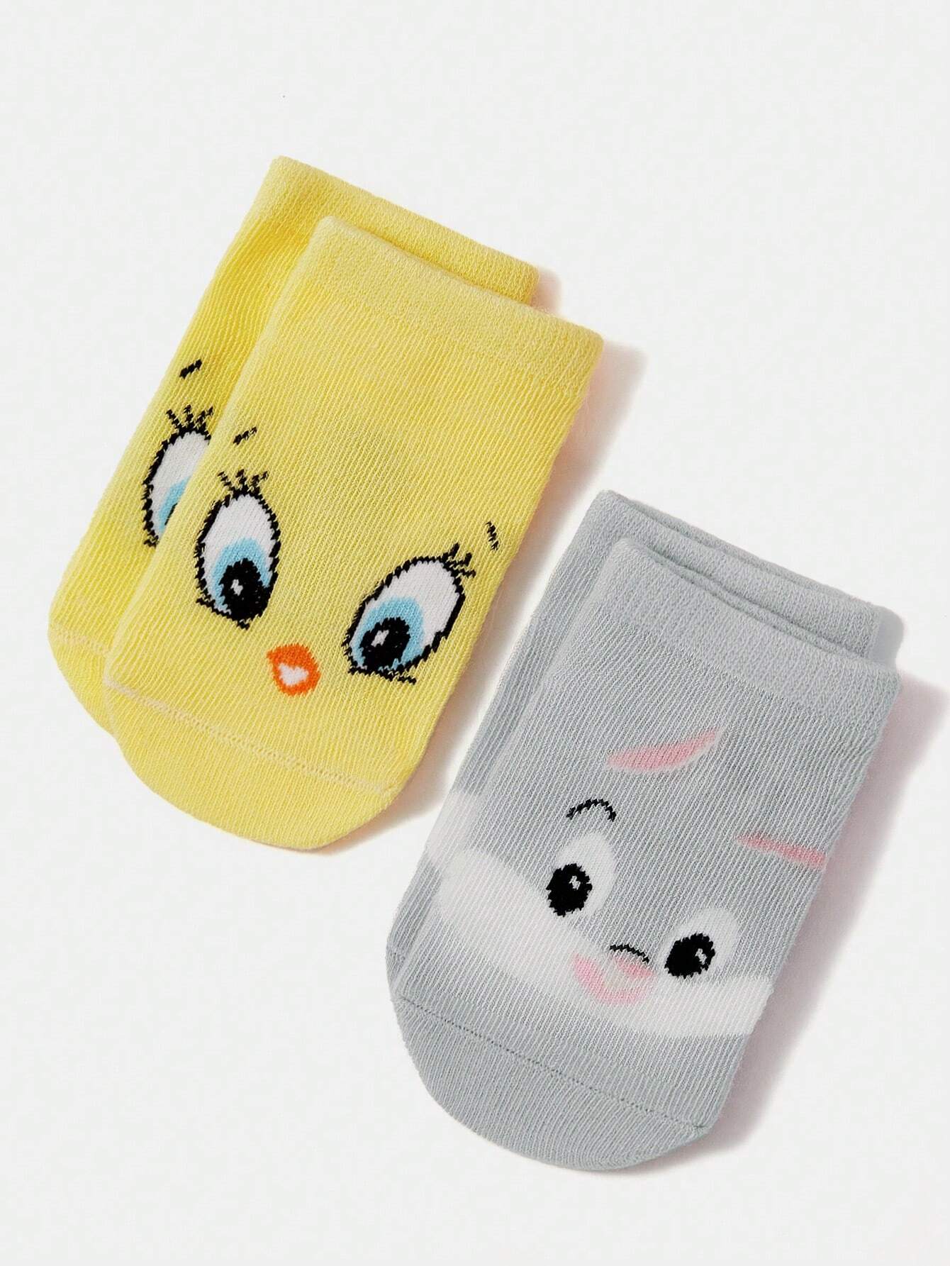2 Pairs Thick Warm Cute Cartoon Baby Socks With Thermal Lined Multicolor 3
