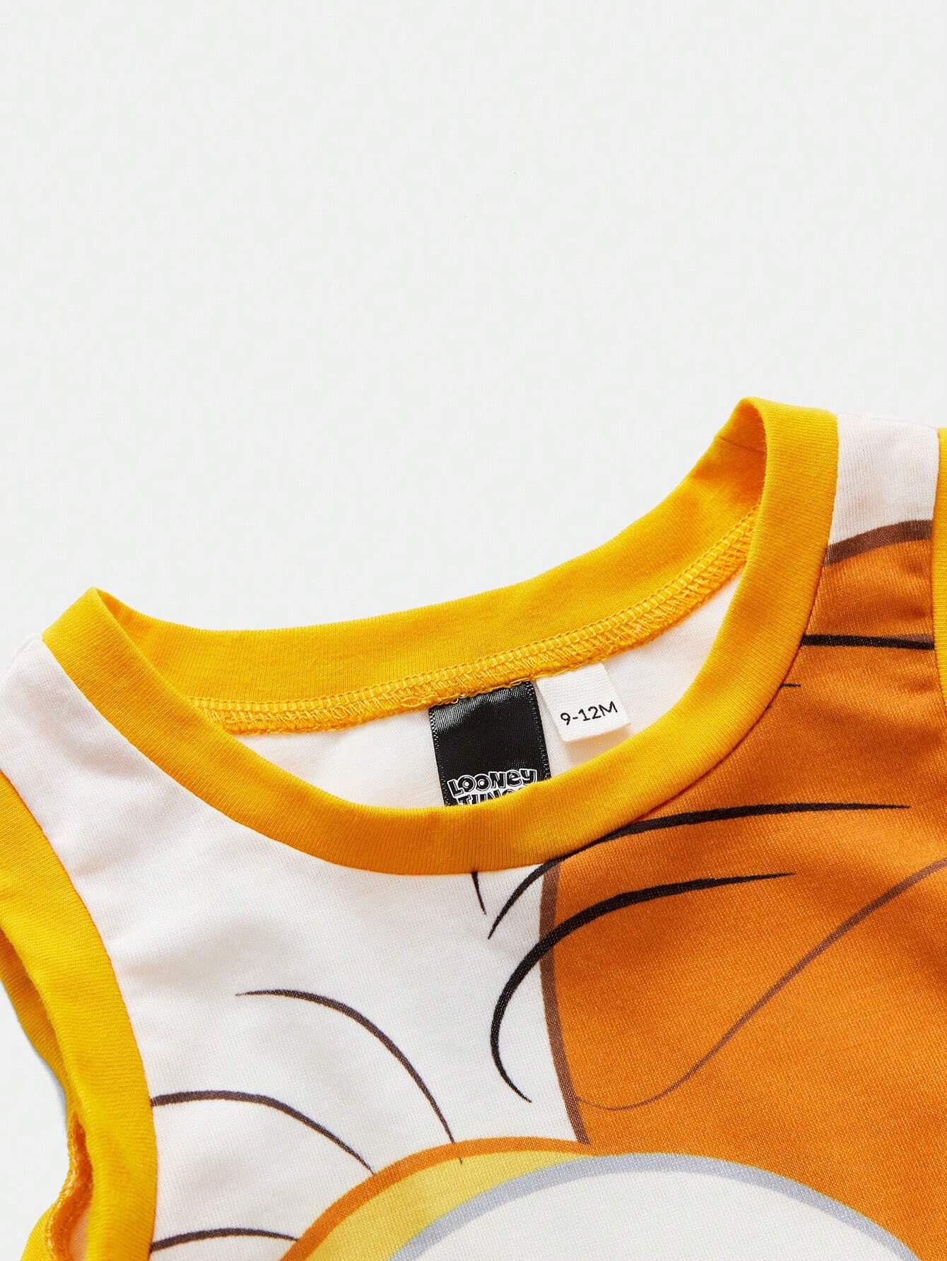 Baby Boy Cool Casual Sporty Cartoon Tweety Printed Tank Top And Shorts Set