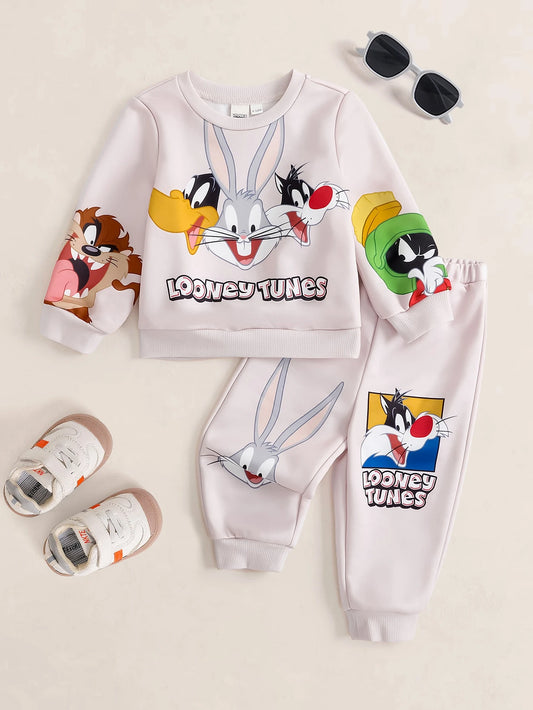 Baby Boys Cartoon Print Sweatshirt And Sweatpants Set