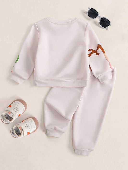Baby Boys Cartoon Print Sweatshirt And Sweatpants Set