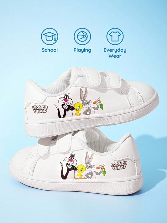 Children's Fashion Printed Casual White Shoes, Sports Shoes