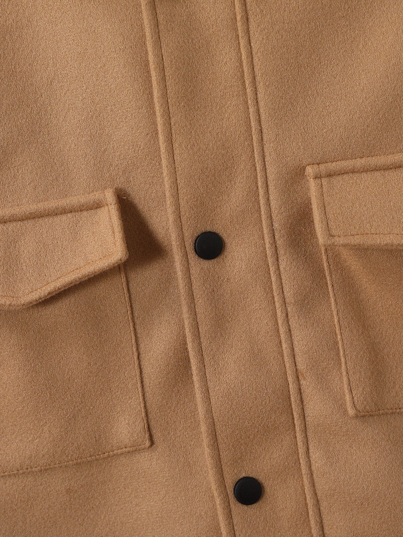 Little Boys Wool Overcoat Hooded Cargo Pocket Camel Mid Length