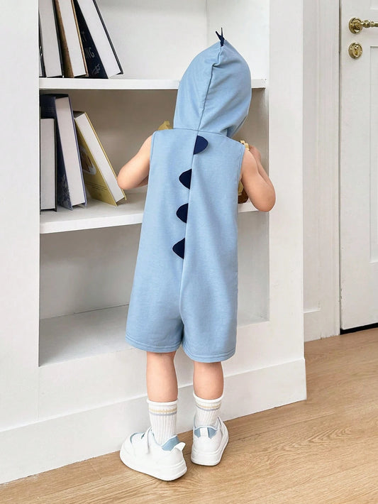 Boy Dinosaur Style Knitted Hooded Romper