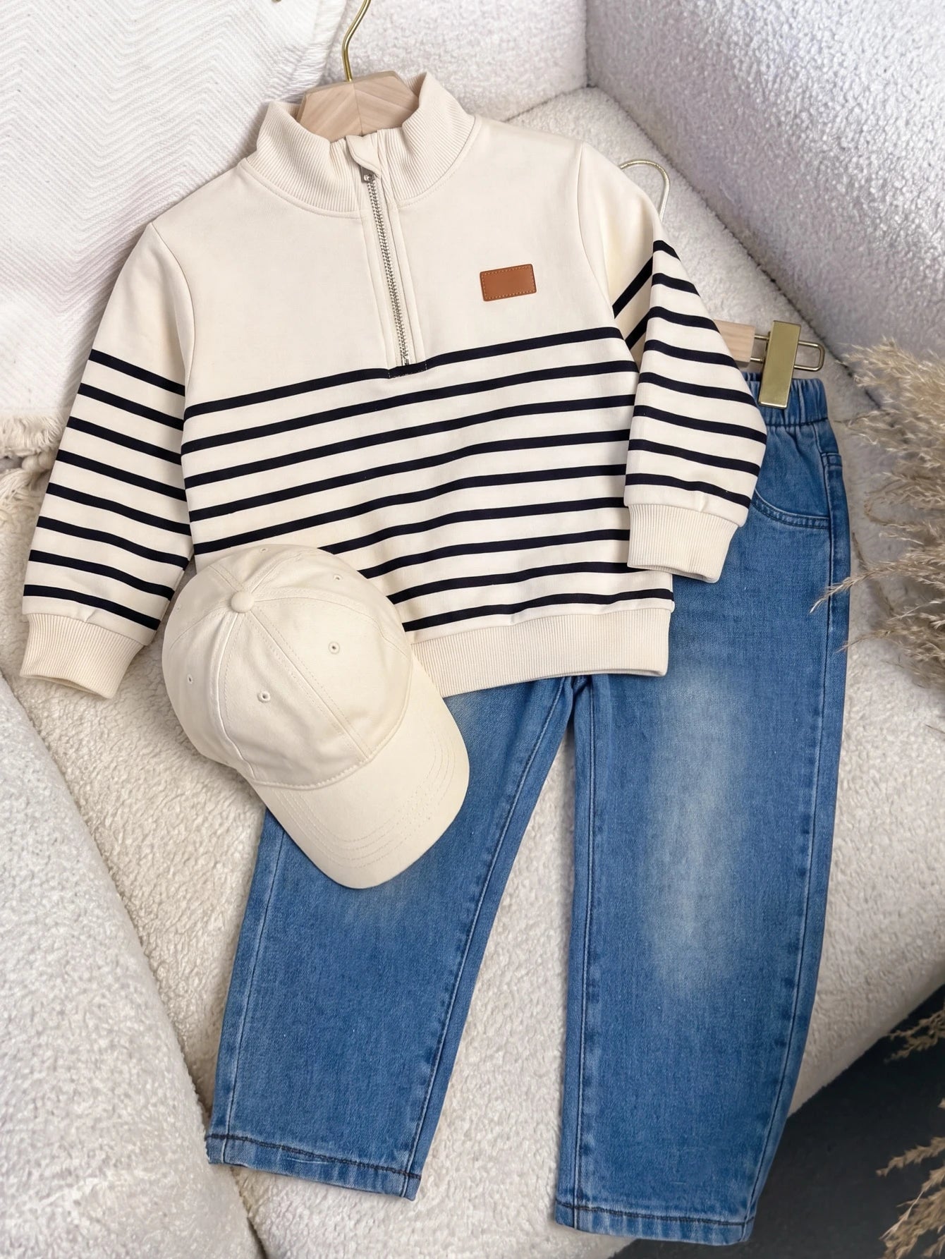 Playful Pals 2pcs Toddler Boy Sweatshirt + Denim Pants