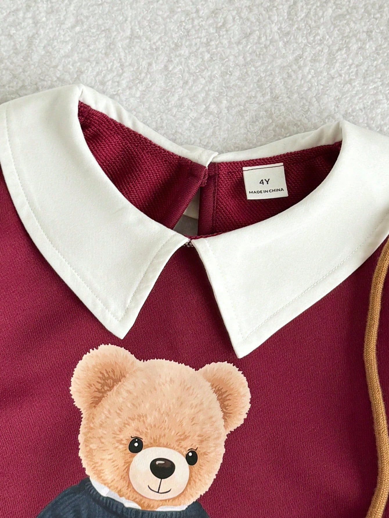 2 In 1 Shirt Collar Cute Print Sweatshirt With Vintage Plaid Pleated Hem Skirt Set