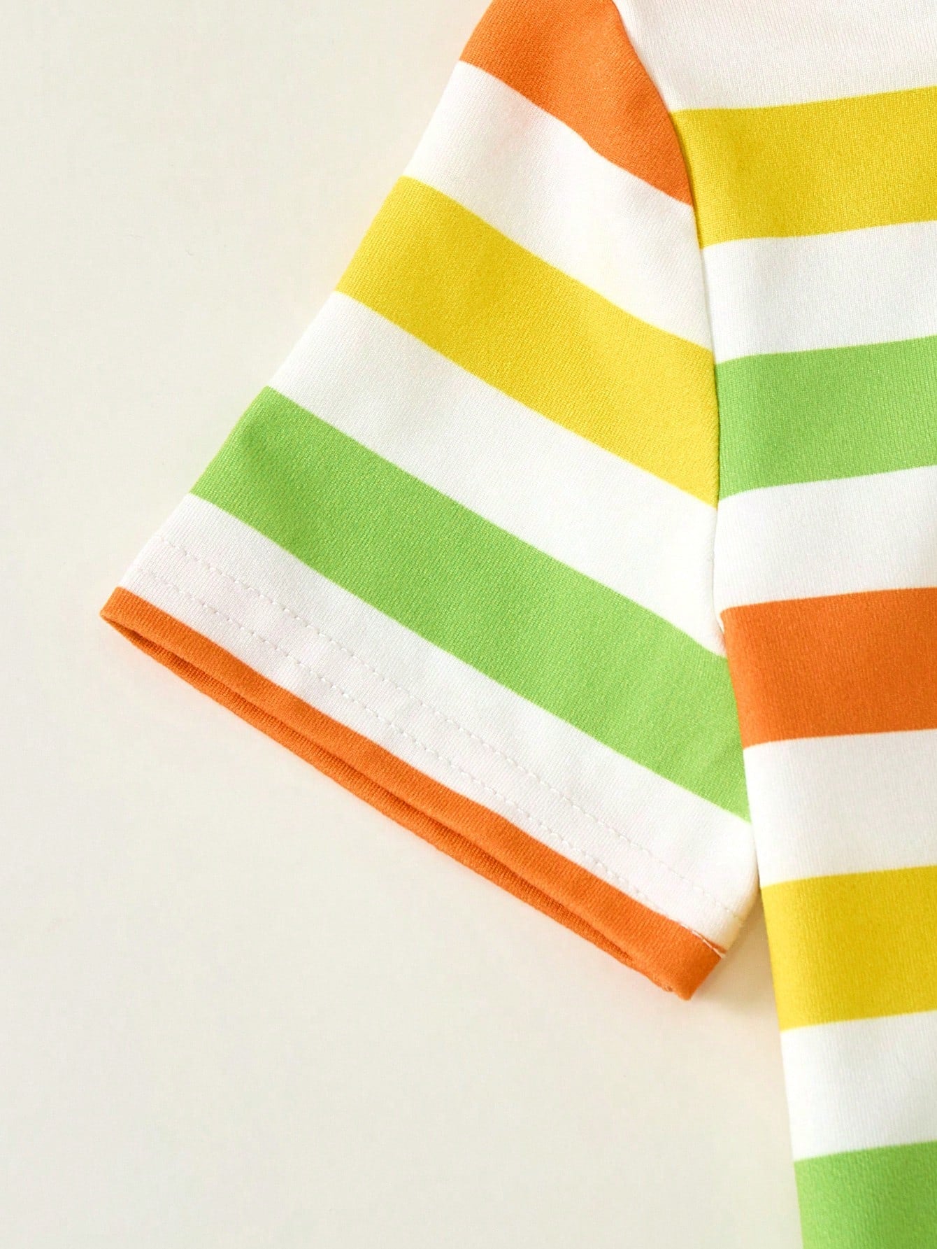 Baby Boy Colorful Striped T-Shirt And Cartoon Pattern Bib Overalls 2-Piece Set