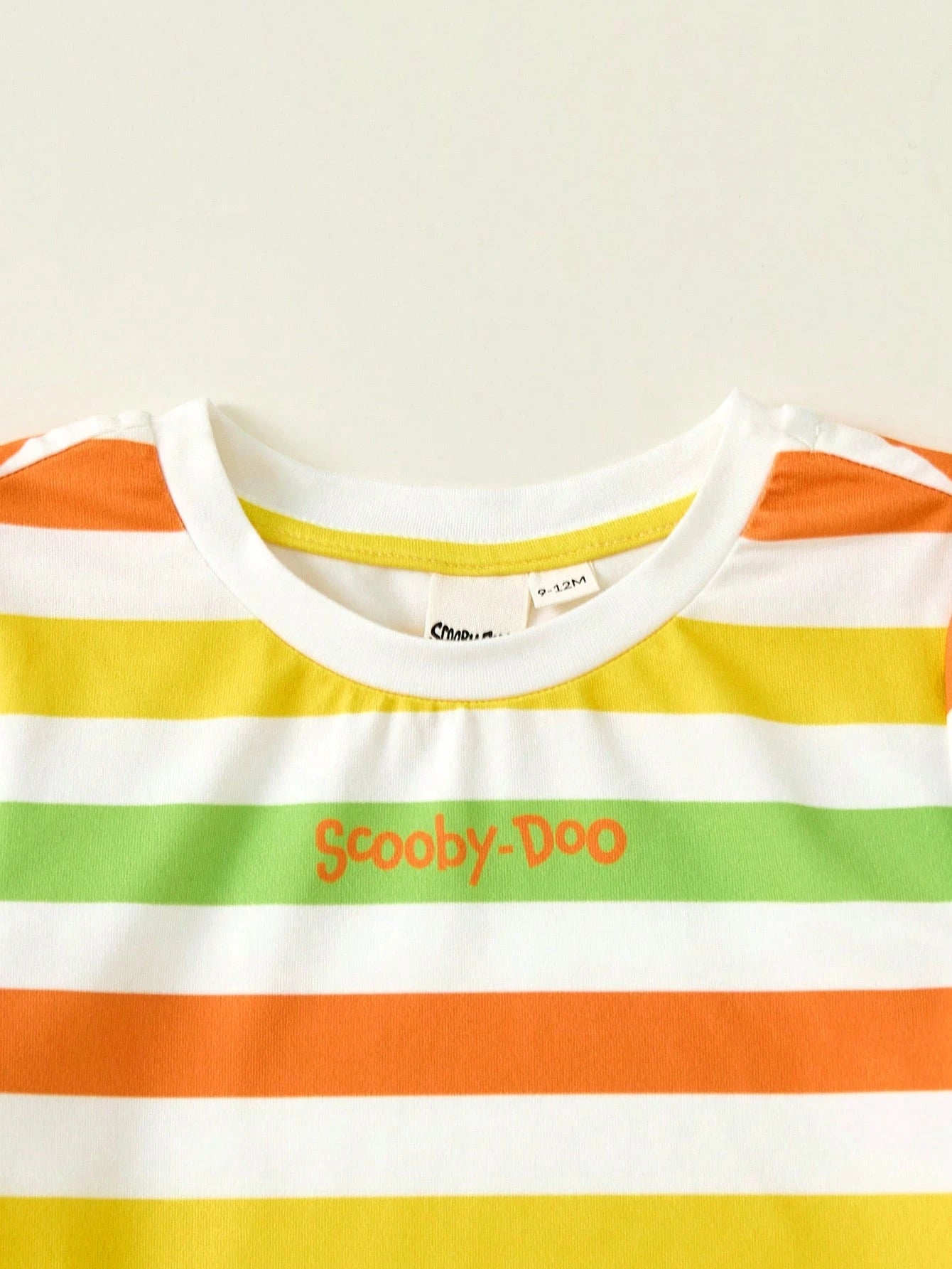Baby Boy Colorful Striped T-Shirt And Cartoon Pattern Bib Overalls 2-Piece Set