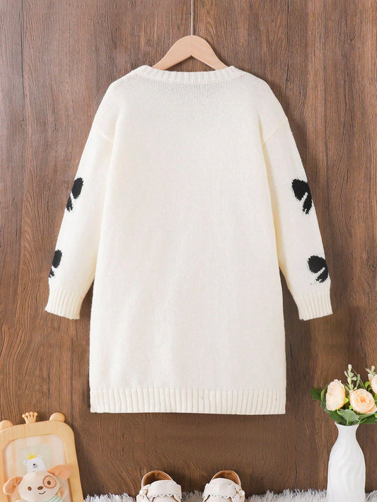 1pc Girls' Sweater Dress