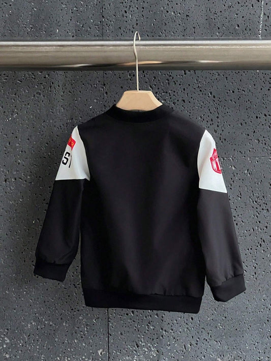 1pc Young Boy Casual Racing Print Fashion Jacket