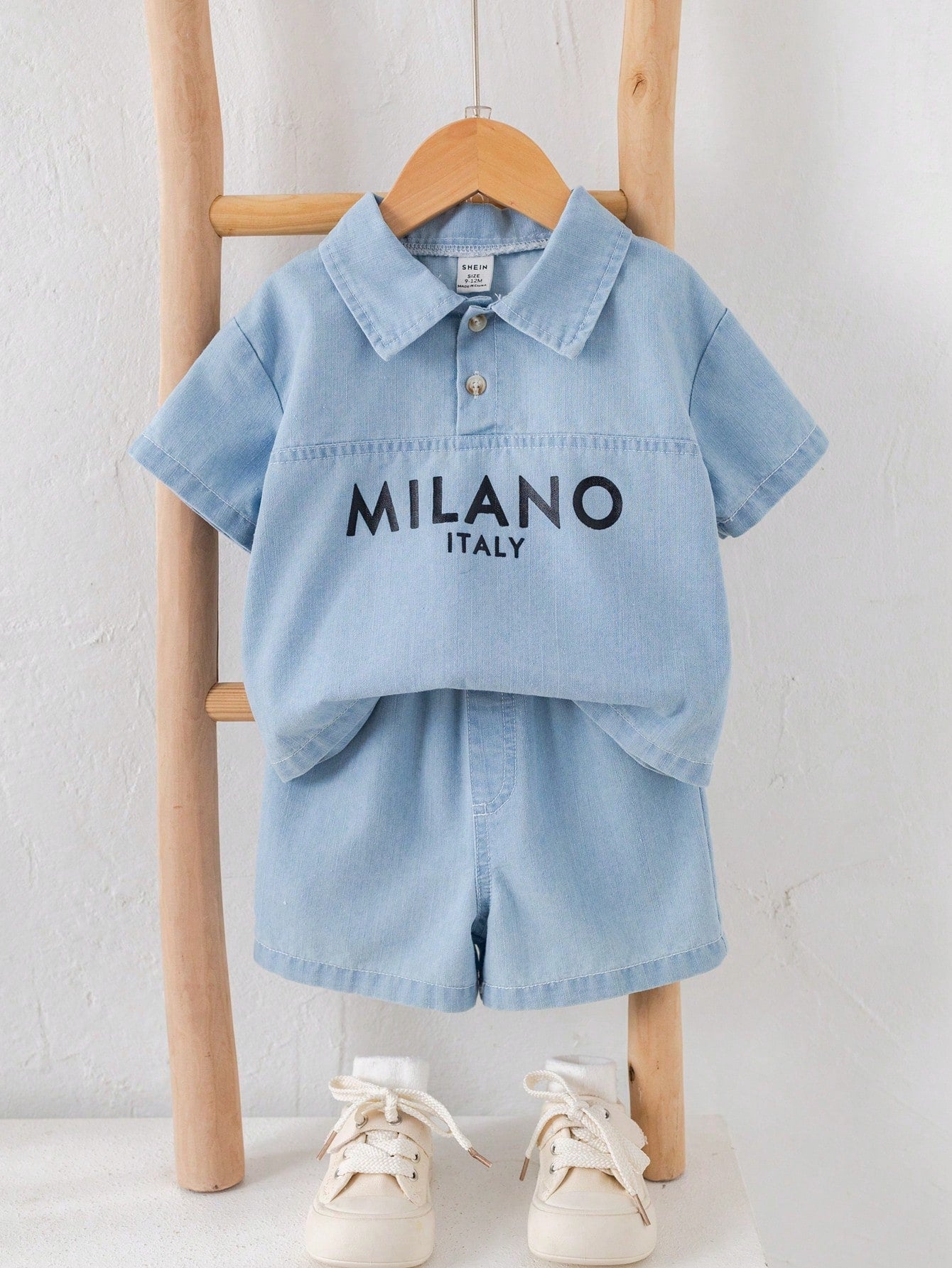 Baby Boy Blue Denim Shirt And Denim Shorts Set