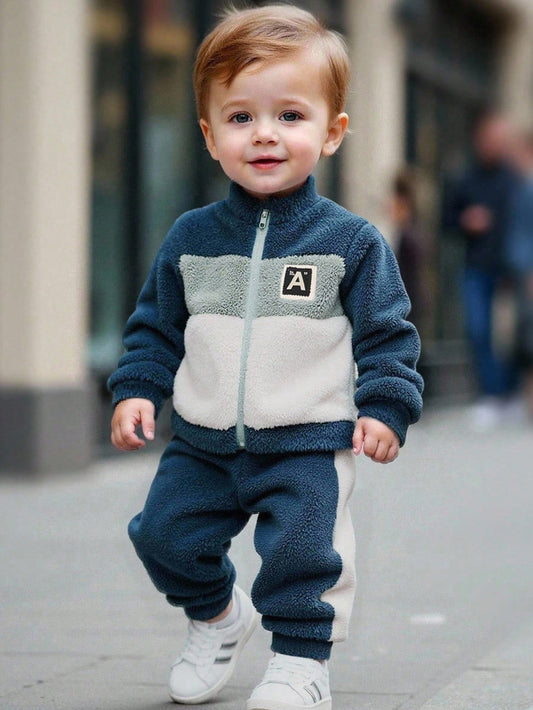 2pcs Baby Boy Thermal Lined Dinosaur Printed Jacket And Pants-S 2-3Y
