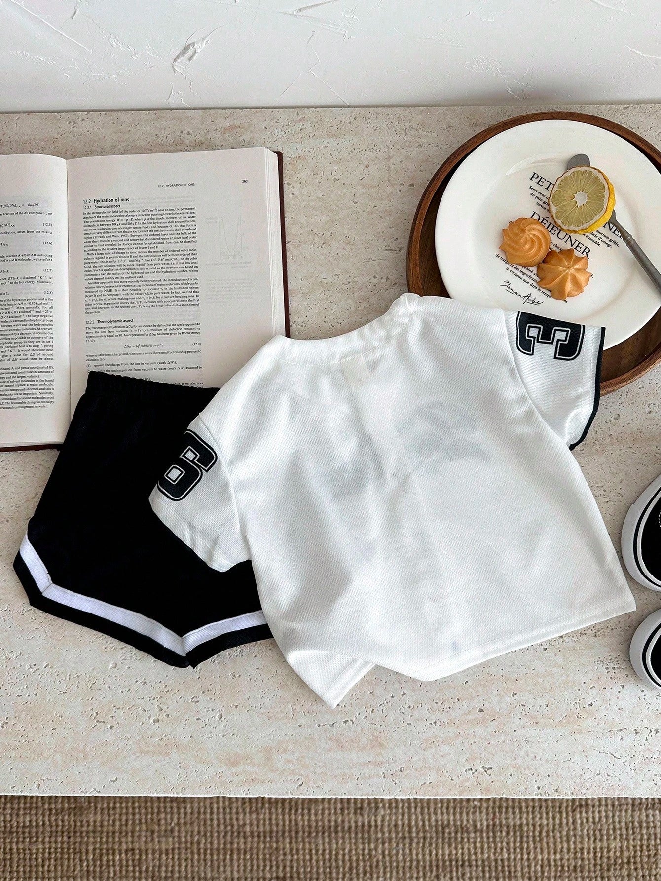 2pcs Baby Boys/Girls Letter Print Short Sleeve Top And Shorts Set