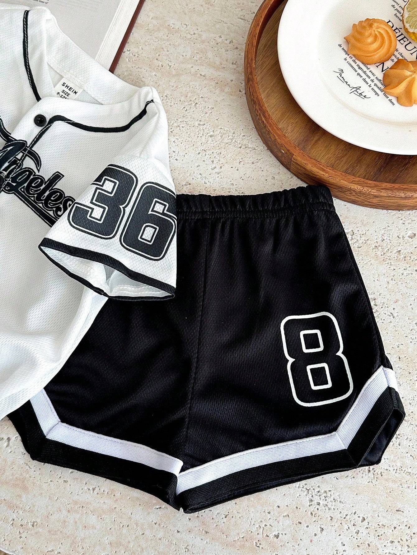 2pcs Baby Boys/Girls Letter Print Short Sleeve Top And Shorts Set