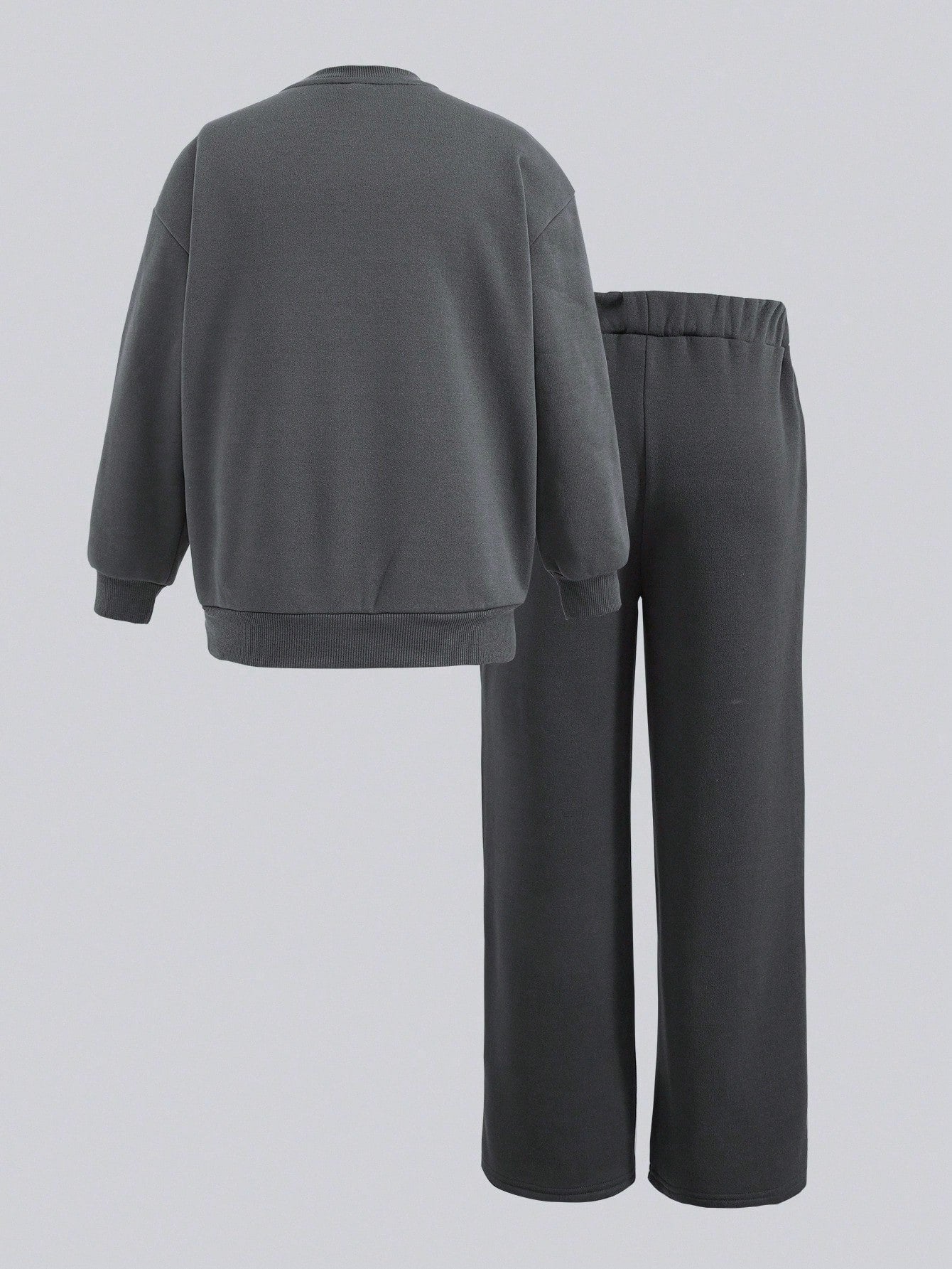 Tween Girl Loose Casual Minimalist Comfortable Crew Neck Sweatshirt And Pants