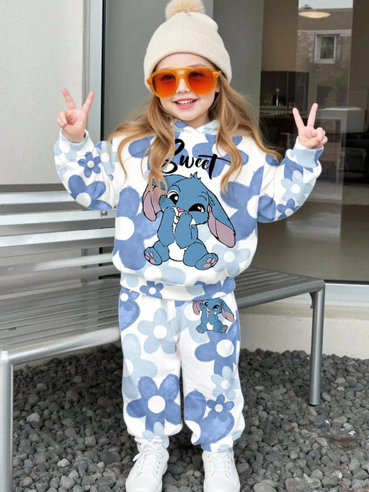 Ombre Floral Loose Fit Casual Hoodie And Sweatpants Set Multicolor