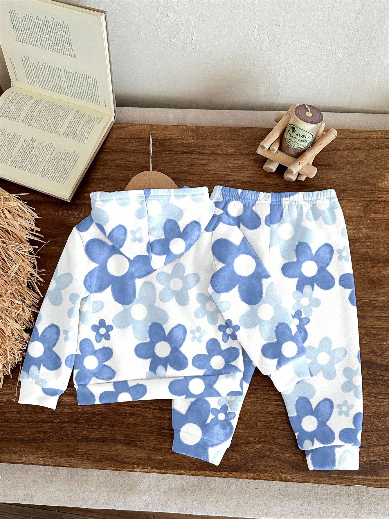Ombre Floral Loose Fit Casual Hoodie And Sweatpants Set
