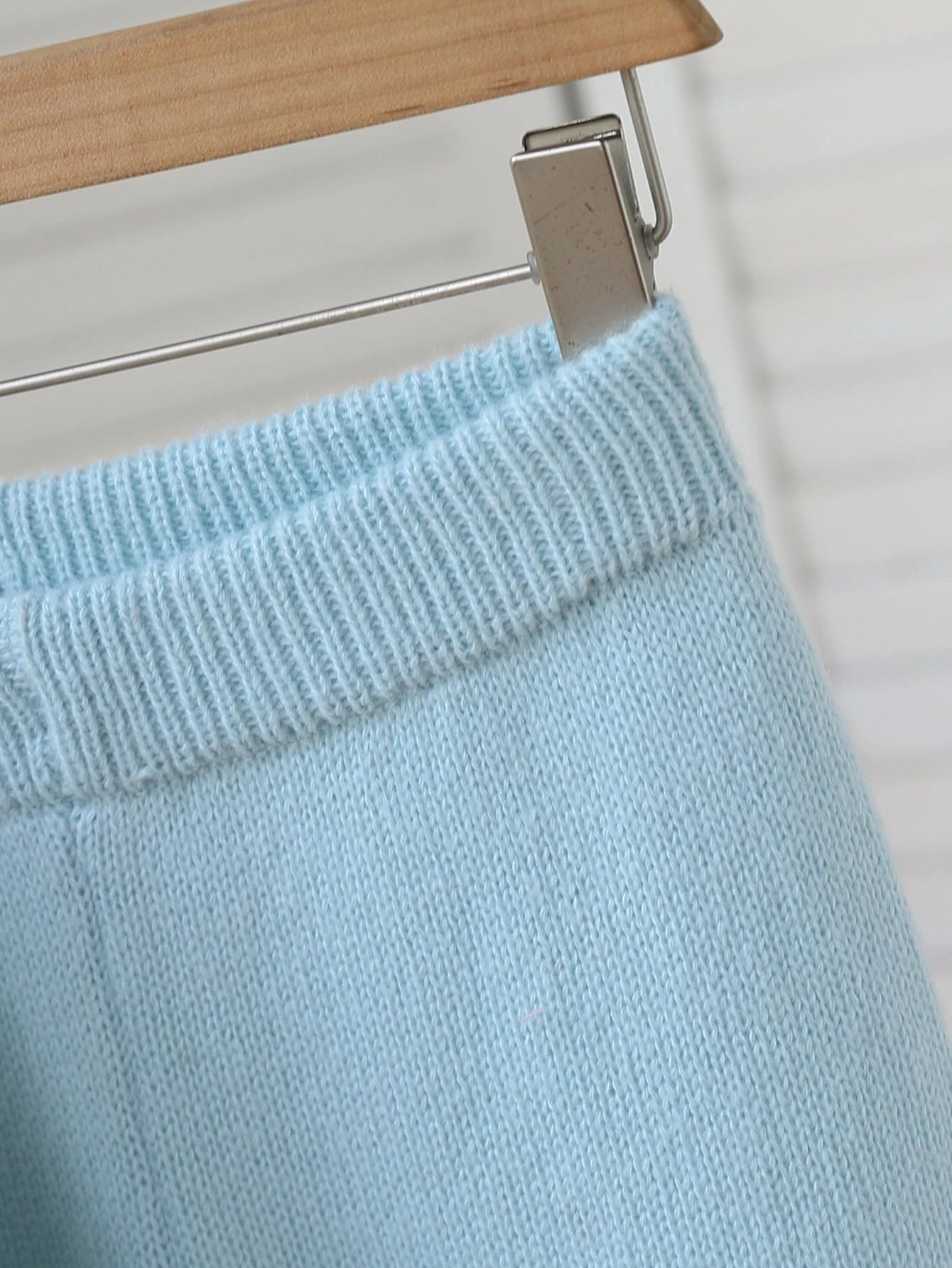 Patchwork Dropped Shoulder Sweater With Light Blue Leg Knit Pants