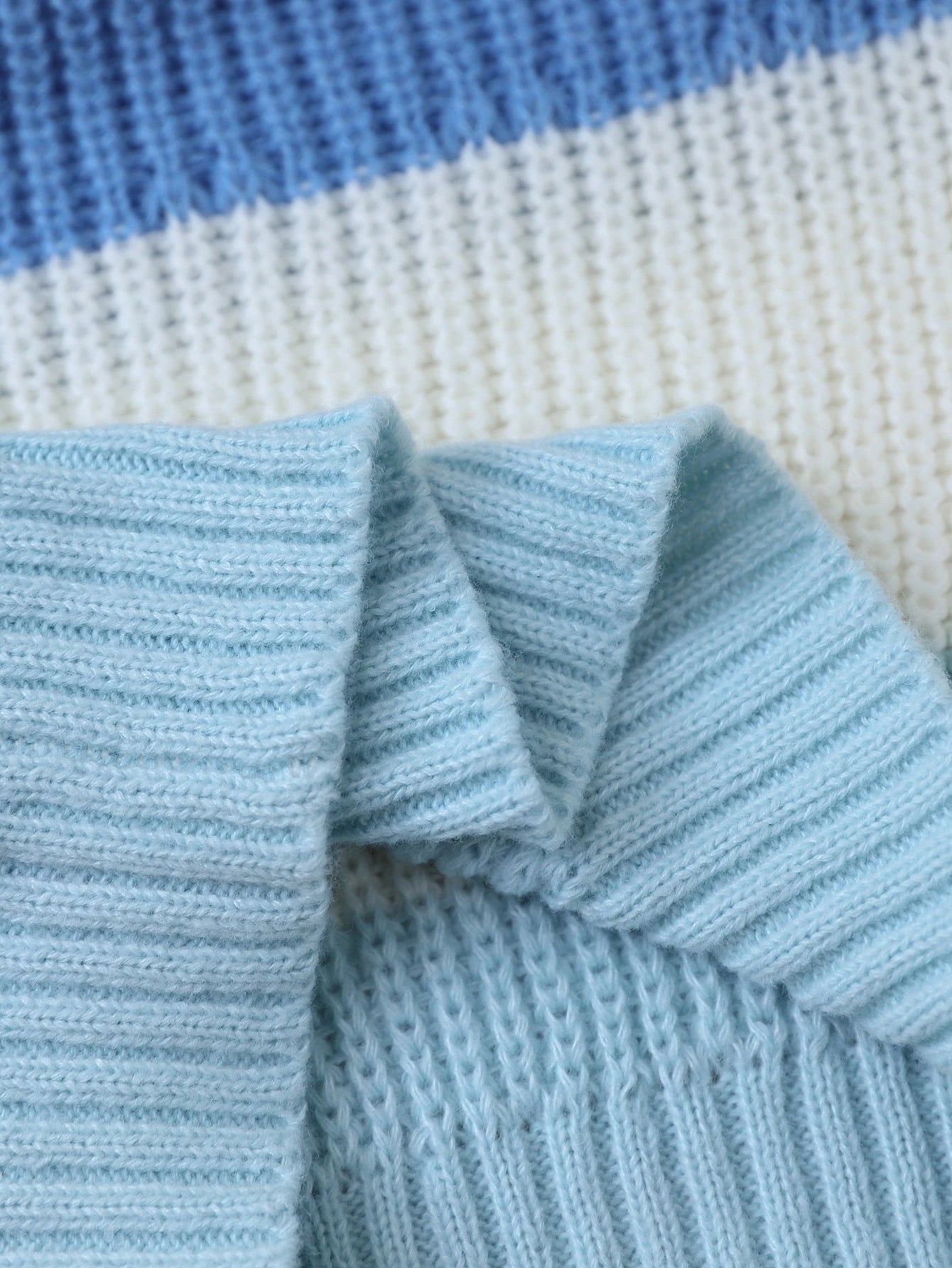 Patchwork Dropped Shoulder Sweater With Light Blue Leg Knit Pants