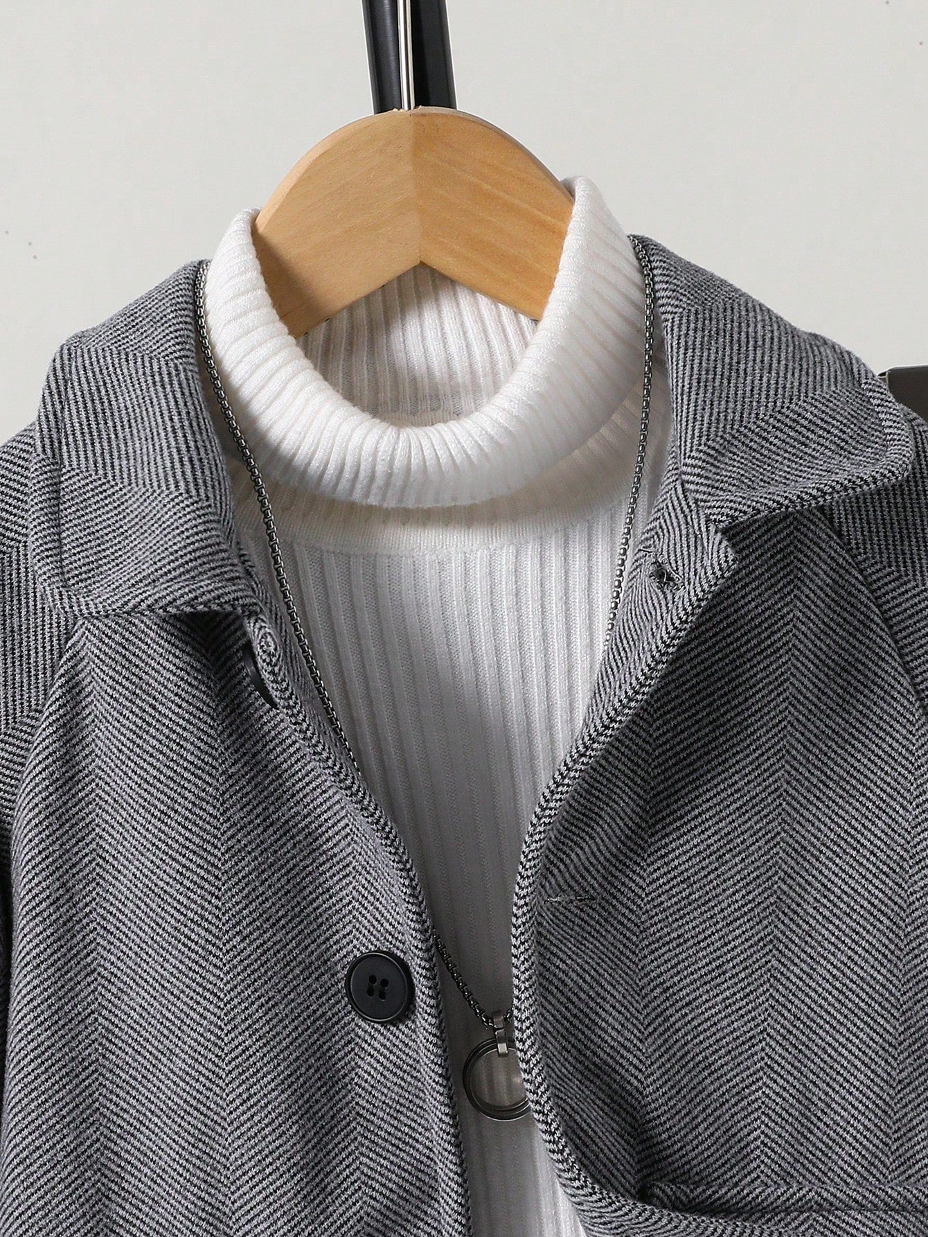 2pcs Young BoyCasual Collared Jacket And Pants Set