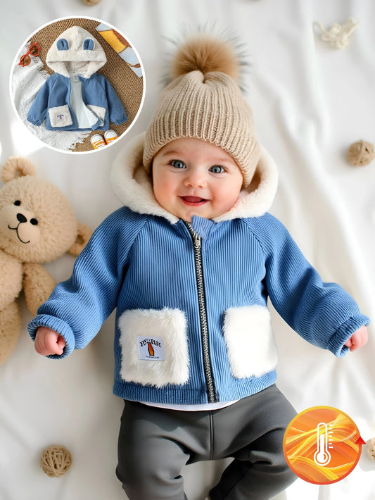 Plush Ear Hoodie Jacket Big Pocket Winter Coat Infant Bear Hooded