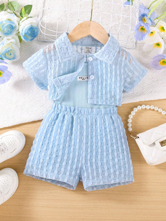 Floral Shirt, Bodysuit & Shorts 3-Piece Baby Girl Set
