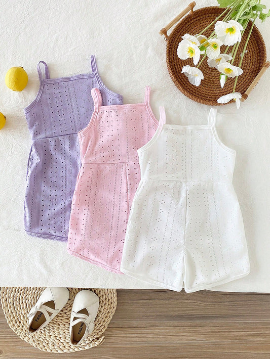 Mummy & Mee, 3pcs/Set Baby Girls' Summer Minimalist Butterfly Print Solid Color
