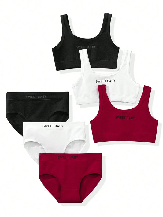 Spaghetti Strap Vest And Triangle Panty Underwear Set Multicolor