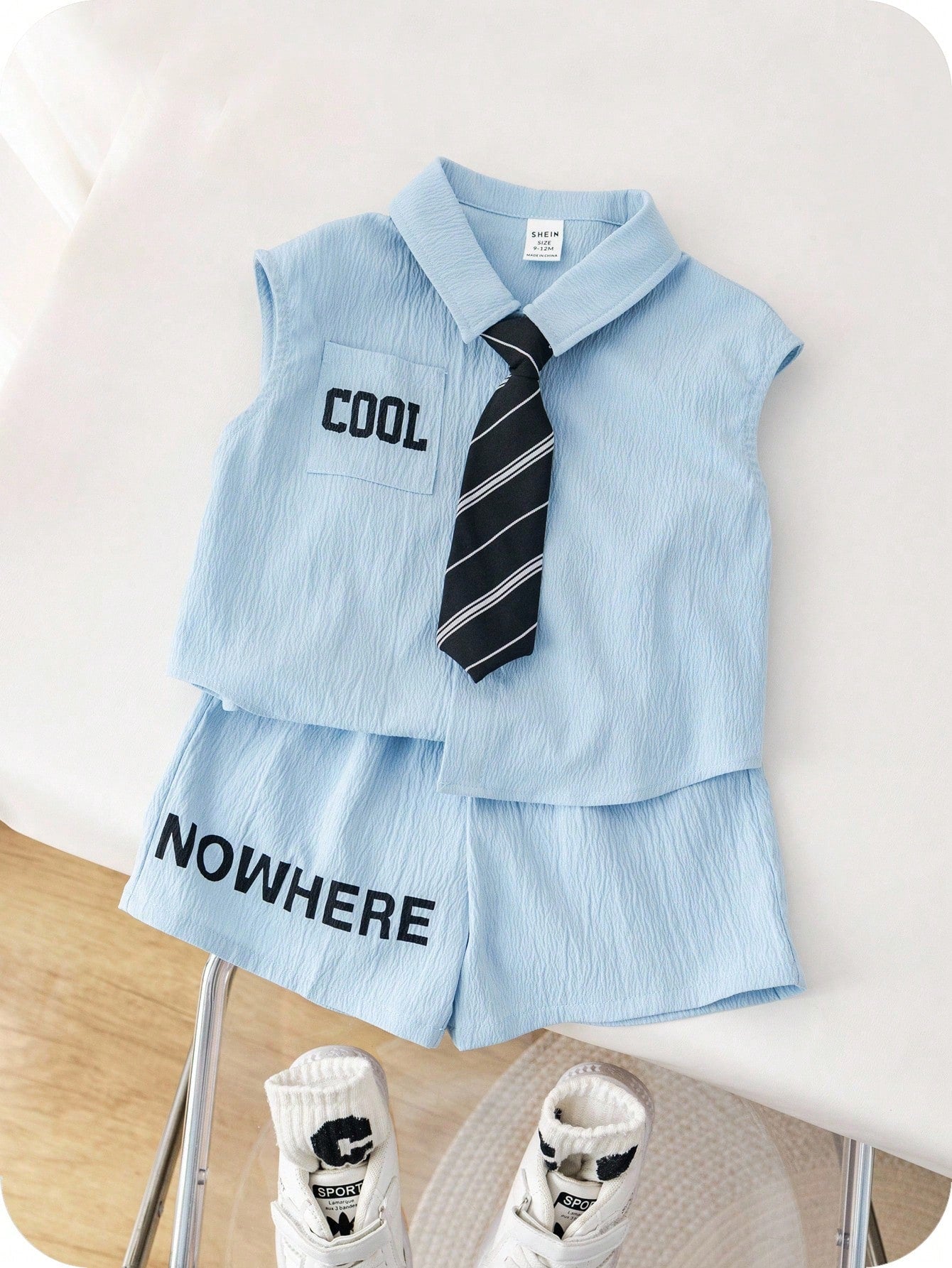 3pcs Toddler Boys' Outfit Set With Sleeveless Letter Print Top