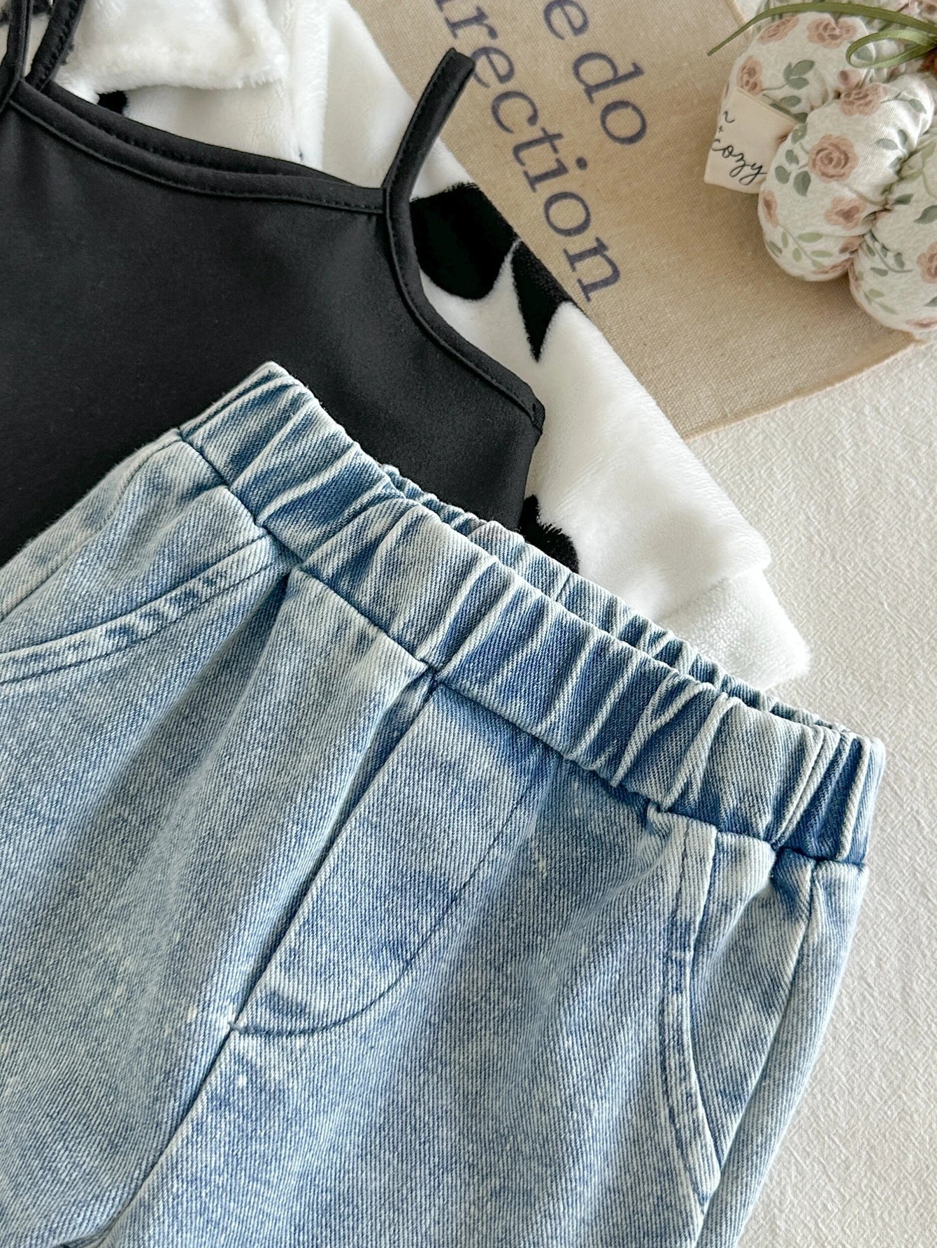 3pcs Toddler Girl Jacket Flared Jeans Top