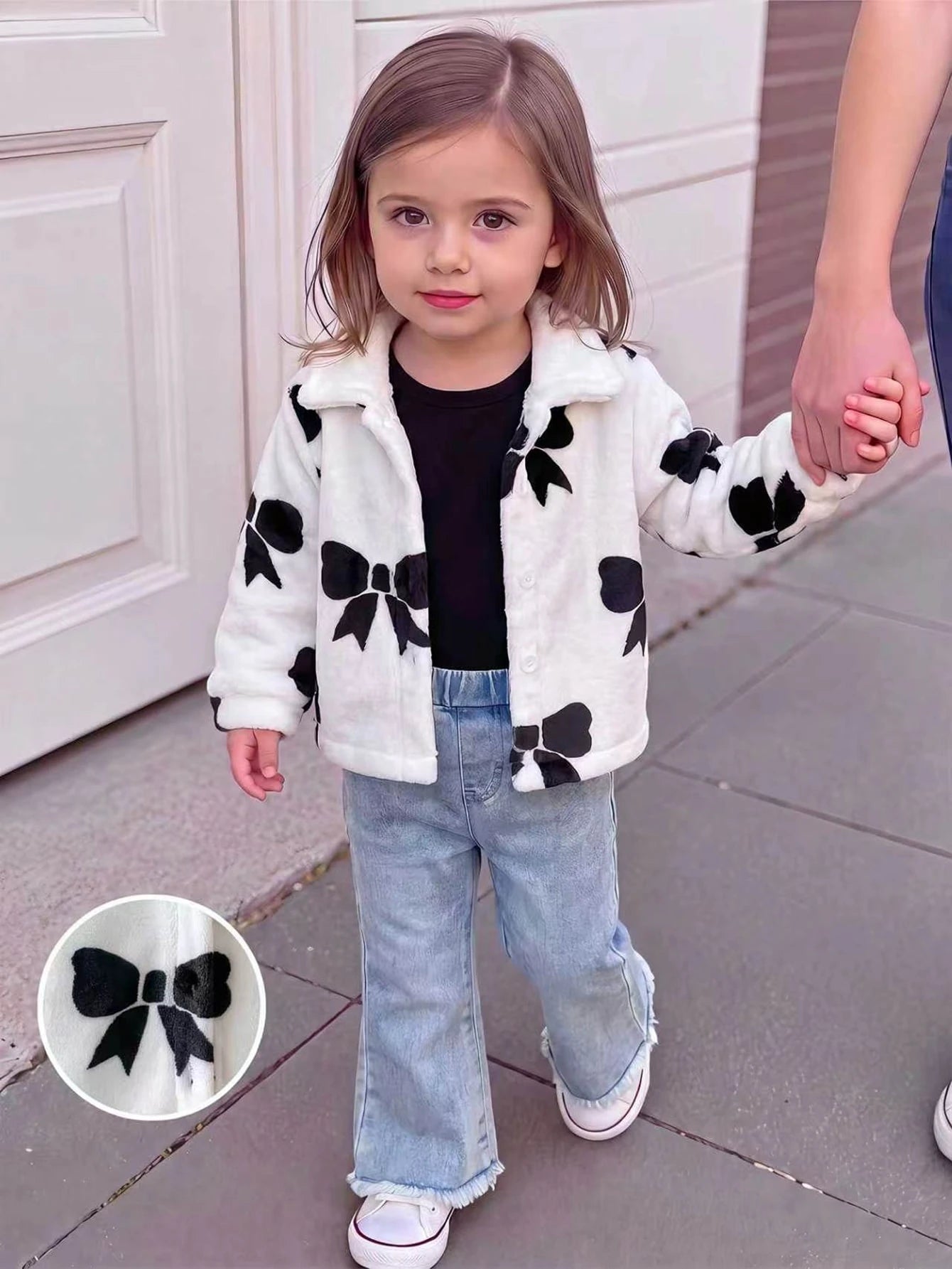 3pcs Toddler Girl Jacket Flared Jeans Top