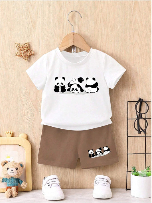 Baby Boy 2pcs With Cute Prints Of Three Pandas