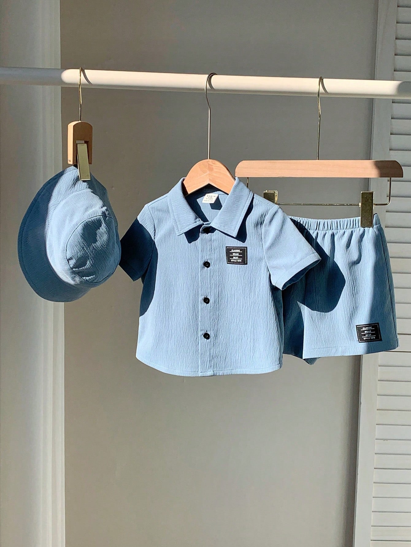 Baby Boy 3pcs Set: Decorated Polo Collar Short Sleeve Shirt