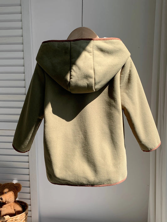 Casual Green Cute Versatile Thermal Lined Hooded Overcoat