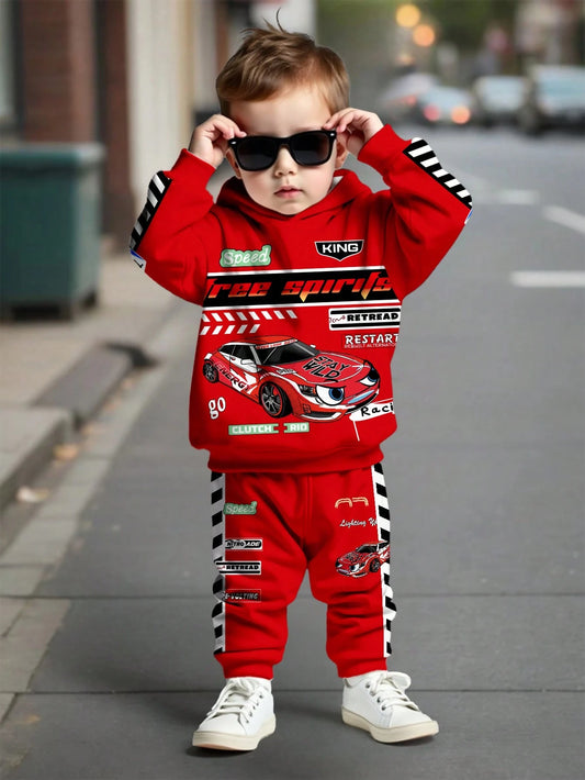 Baby Boy Casual Loose Comfortable Soft Knitted Hoodie And Sweatpants Multicolor
